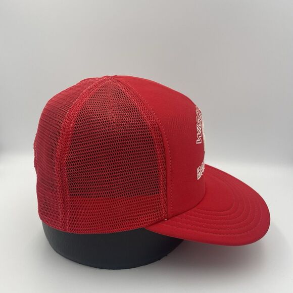 Rare Vintage Red Mesh Wisconsin Badgers Bucky Trucker Snap Back Hat Cap 1980s - Picture 6 of 8